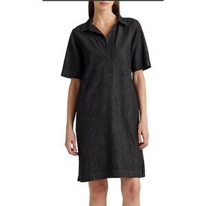 LAUREN‎ Ralph Lauren Womens Short Sleeve Nightfall Denim Shift Dress Black M NWT